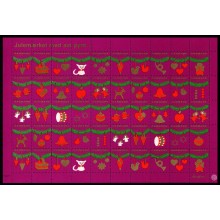 1977. Danmark. Julemærker. 3-sidet takket ufoldet helark. julemærket med sin pynt. AFA 150 kr.